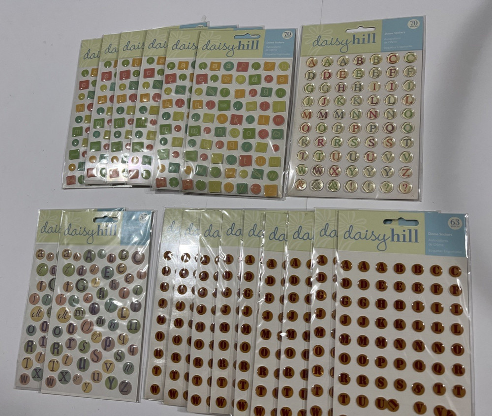 Mixed Lot of 18 Daisy Hill Epoxy Alphabet Stickers Fast Ship!
