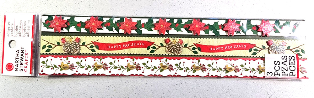 Martha Stewart Christmas Woodland 3D Border Stickers Poinsettia Partridge