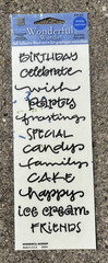 DEJA VIEWS STICKER SHEET WONDERFUL WORDS BIRTHDAY THEME *