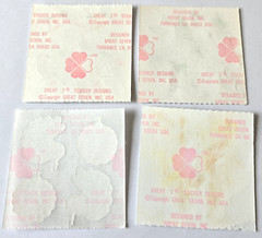 4 Vintage Sticker Modules Great Seven 7 Stickers Flocked Mylar Peacock Dog