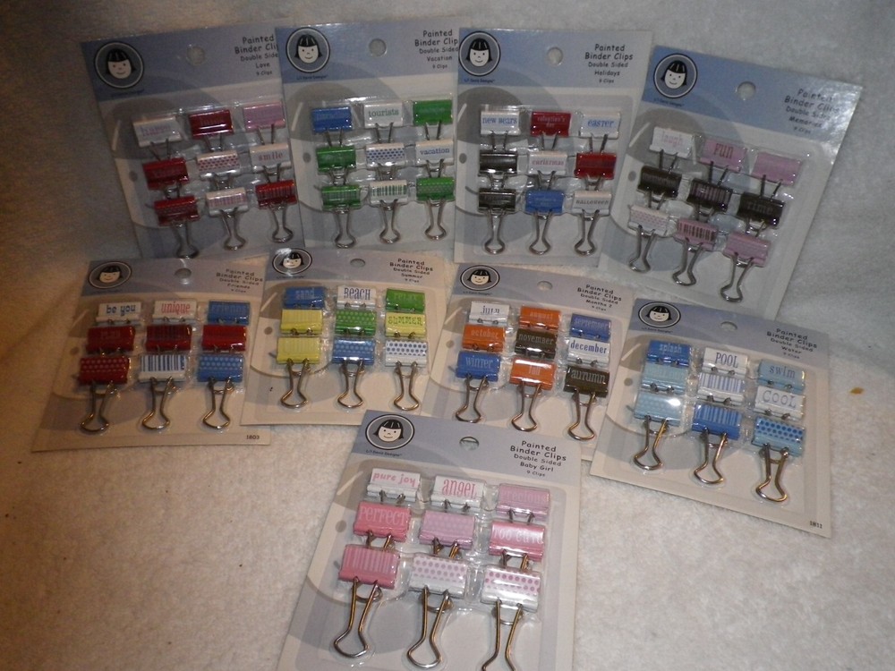 Li’l Davis Designs painted double sided binder clips scrapbooking new (pick one)
