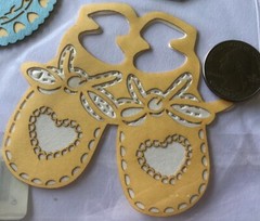 BABY CLOTHES Laser Overlay Die-Cuts(3pc)DCWV•Booties•Bib•Diaper •Newborn•Hearts