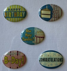 HAPPY BIRTHDAY Epoxy Oval Bubble Phrase Stickers(5pc)Li’l Davis•Cake Time•Party