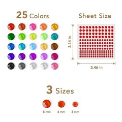 25 Sheets, 25 Colors (3 mm, 4 5 mm), Red, Blue, Coffee, Green, Violet, Ab Clear
