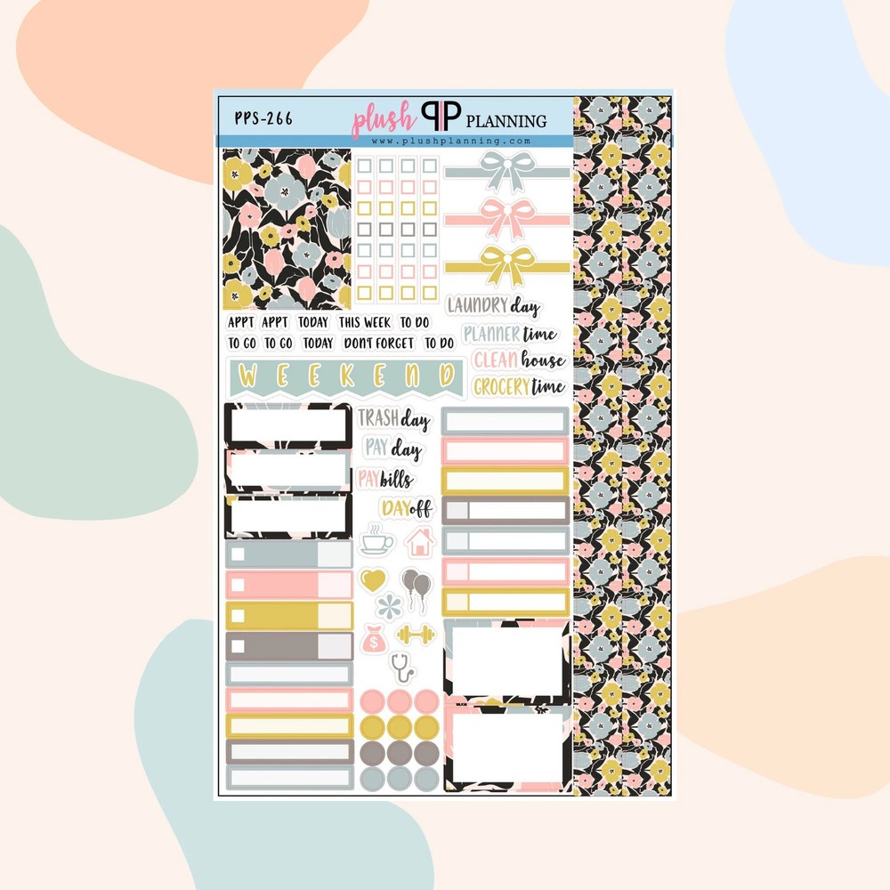 Abstract Vibrant Floral Pattern Sampler Planner Stickers, Removable Stickers,