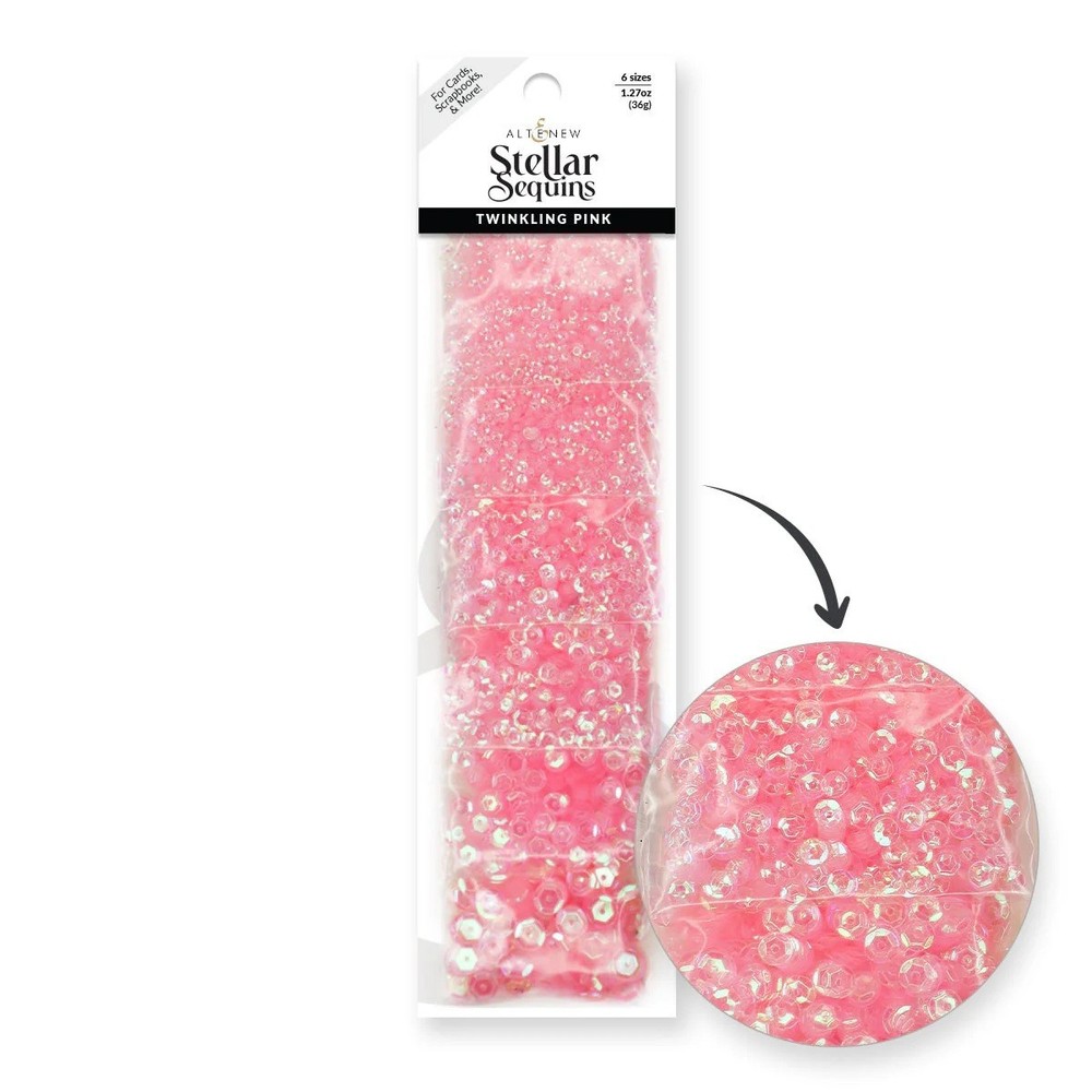 ALTENEW – STELLAR SEQUINS – TWINKLING PINK – SIZES, 2mm, 3mm, 4mm, 5mm, 6mm, 8mm