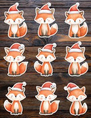 Cute Christmas Fox Die Cut Vinyl Stickers Scrapbooking Laptop Waterbottle