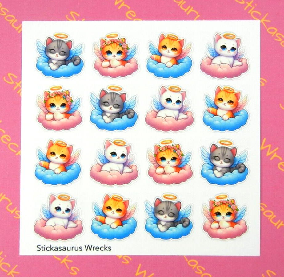 Angel Cats On Clouds Sticker Sheet