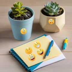 500Pcs Happy Face Stickers Roll 1 Inch Fun Emoji Labels Gift Packaging_New