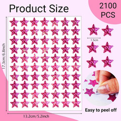 2100 Pcs Star Stickers, Glitter Star Stickers for Reward Chart 30 Sheets Reward