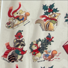 Vintage American Greetings Stickers Christmas Animals Raccoon Bunny 8 Sheets New