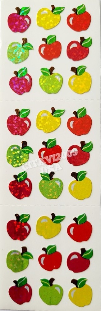 SANDYLION STICKERS * APPLES * NO LOGO * PRISMATIC/GLITTER RARE COLLECTIBLE.