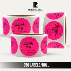 Thank You for Your Business Stickers 2” Starburst Neon Pink | 250 Roll