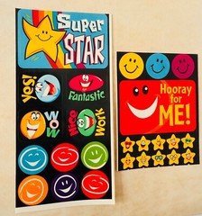 Vintage Highlights Magazine Happy Smiley Face Star sticker sheet stickers Reward