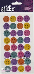 Sticko flat Metallic stickers HAPPY FACES theme 32 pieces 47154 FAST FREE ship!