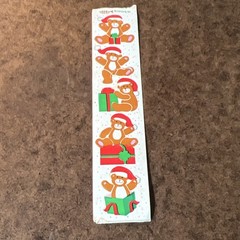 Sandylion Christmas Teddy Bear & Gift Scrapbooking Sticker Strip, Multicolor