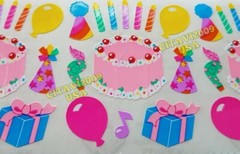 SANDYLION HAPPY BIRTHDAY STICKERS VINTAGE COLLECTABLE RARE PARTY CAKE BALLOONS.