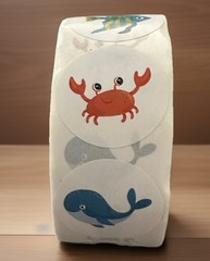500 pcs / 1 Roll Adorable Round Sea Themed Stickers, 4 Designs 2.5 cm X 2.5 cm