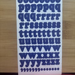 Vtg Blue Alphabet Stickers 8 Sheets Used Capital Lower Case Numbers Exclamation