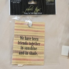 NEW Lot 7 Deluxe Designs Fabric Tags Green Pink Yellow Ribbon Sayings Quotes-B