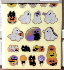 Kyowa Halloween Kraft Die Cut Sticker 80 Pumpkin Ghost Cat Candy MADE IN JAPAN