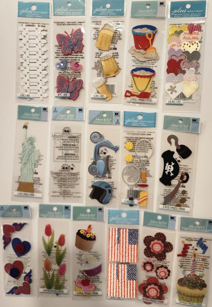 Lot of 16 JOLEE’S BY YOU Dimensional Scrapbooking Stickers MIX