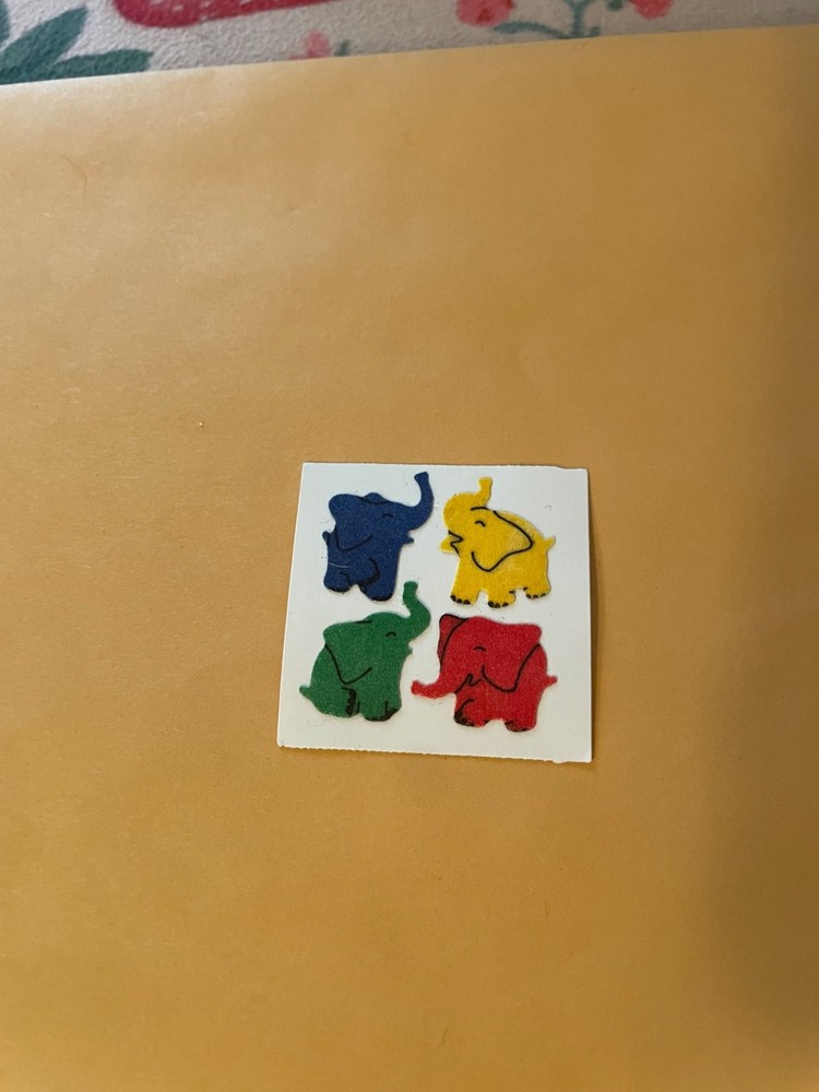 Vintage 1980s Great Seven Fuzzy Elephant Stickers