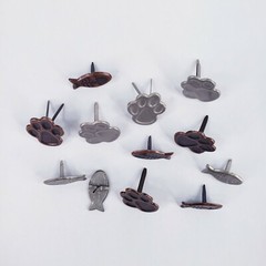 12 Cat Paw Fish Brads Antique Bronze Pewter Cardmaking Scrapbooking Paper Crafts