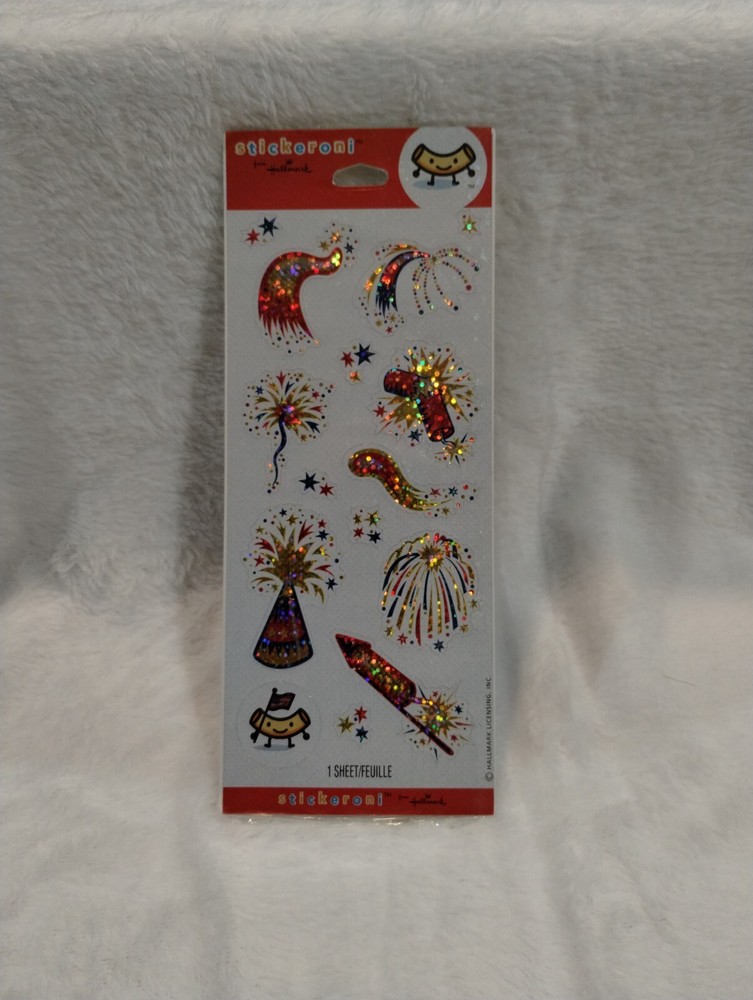 Vintage Hallmark Stickeroni Stickers New Year 4th July 1 Sheet Scrapbook Craft