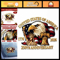 250th Anniversary Stickers – 20 Pcs Patriotic American Flag Decals for Car, Wind