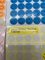 4 Partial Sheets Neon Smiley Face Trend Stickers Pink Orange Yellow Blue 232 pcs