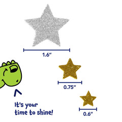 Glitter Foam Stickers | Silver and Gold Star Stickers for Crafts | Pack of 168 |