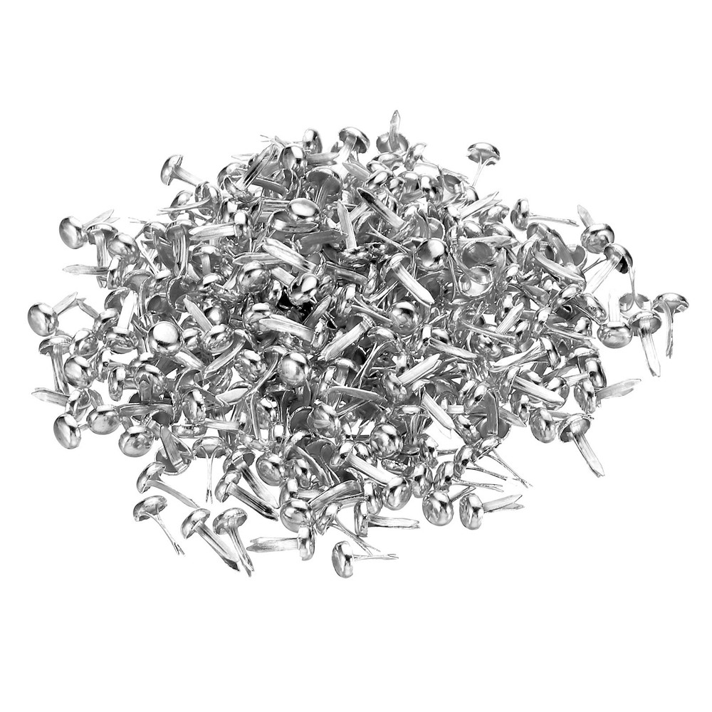 300 Pcs 4.5 x 8 mm Mini Brads for Paper Crafts Round Paper Fastener Silver