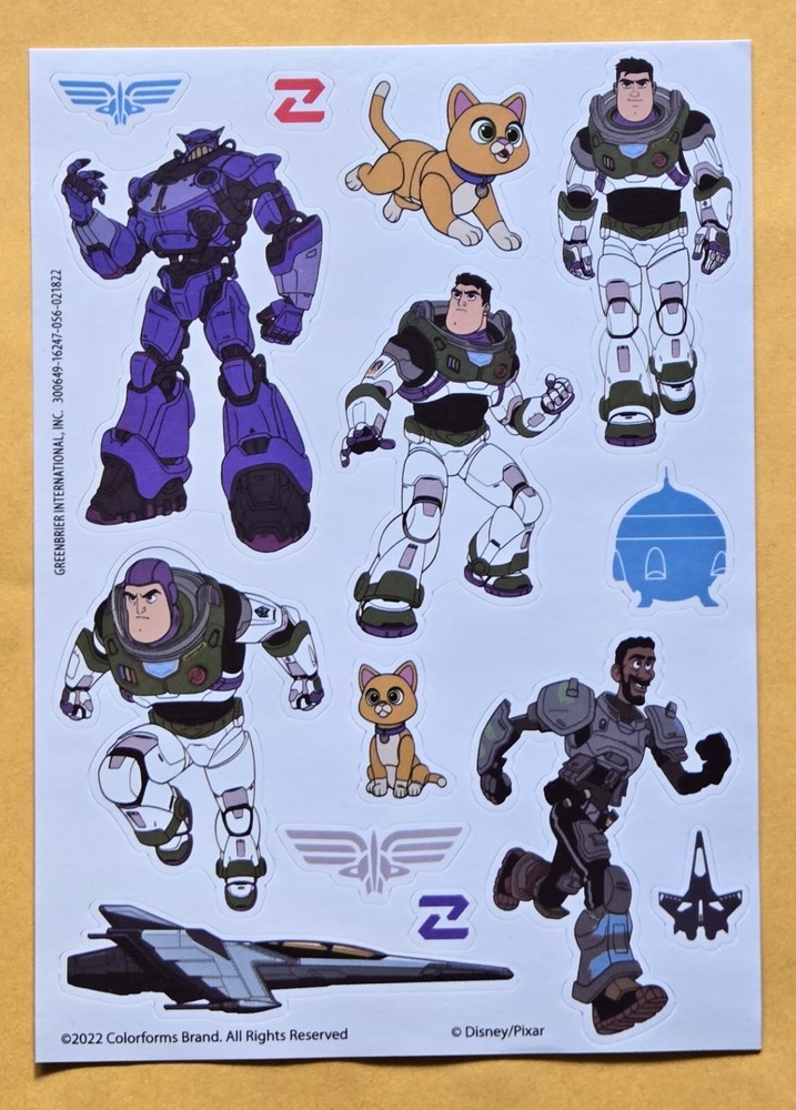 Disney Pixar Lightyear Sticker Single Sheet