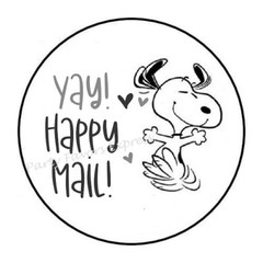 30 YAY HAPPY MAIL ENVELOPE SEALS LABELS STICKERS PARTY FAVORS 1.5″ ROUND