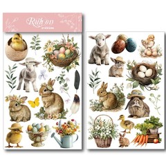 CATaireen Spring Easter Crafts Rub On Transfers Small 2 Sheets, Multicolor