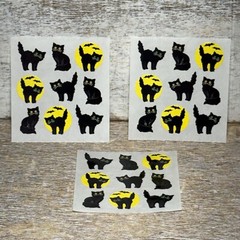 Lot of 3 VTG Sandylion Stickers Pods Assorted Halloween BLACK CATS 27 Counts