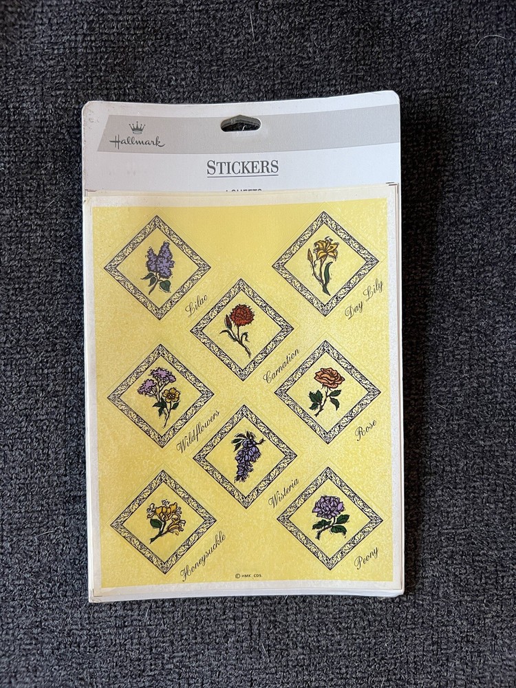Vintage Hallmark Flower Stickers Floral 4 Sheets Lilac Rose Lily Peony Carnation