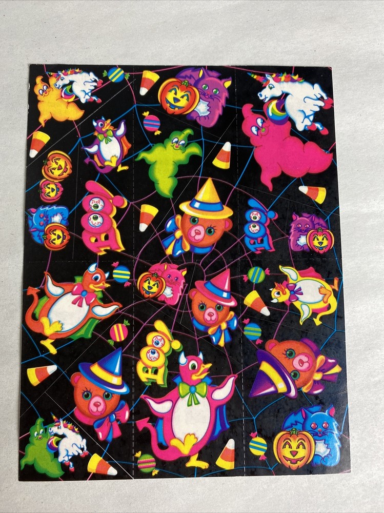 Lisa Frank Vintage Halloween Sticker Sheet ghosts animals s199