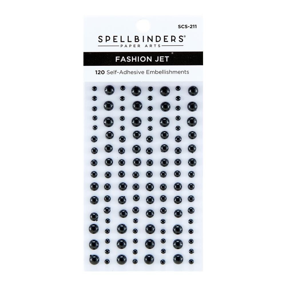 Spellbinders Fashion Jet Pearls Dots Black Self-Adhesive 4 Sizes