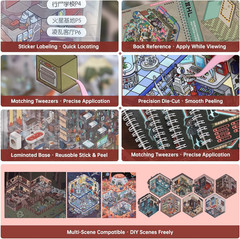 20 Sets 3D Sticker Scene Book – DIY Horror Adventure House & Kawaii Mini Sticker