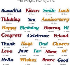 27-Piece Sentiment Words Metal Die Cuts for Creative Card Making & Scrapbooking