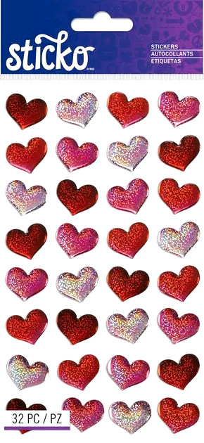 Hearts Valentine’s Day Valentine Red Pink Bubble Love Sticko Epoxy Stickers