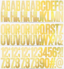 12 Sheets Letter Number Stickers, 3 Inch Vinyl Alphabet Sticker, Gold