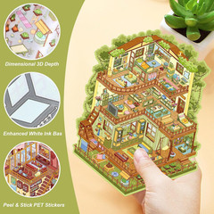 4 Oversized 3D DIY Stickers, Waterproof Quiet Book with Forests Decorating Mobil