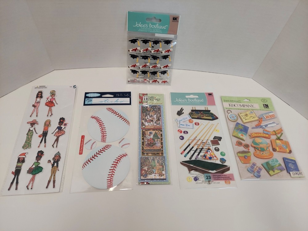 Lot of 6 Mix Brands Scrapbooking Stickers , Crafts Etc.