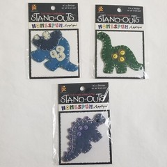 NEW Lot 3 Stand Outs Sticker Applique Iron On Dinosaurs Triceratops Brontosaurus