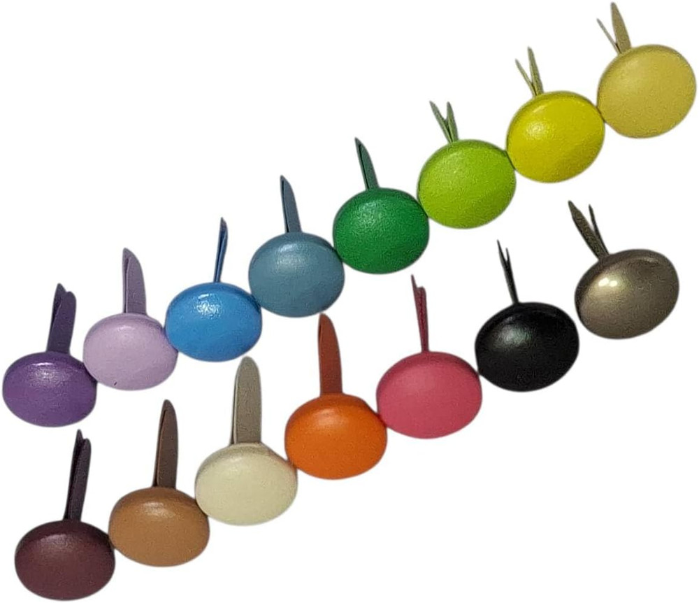 Rich Colors 500 Pieces round Metal Brads in Box, Paper Fasteners 15 Colors Rando