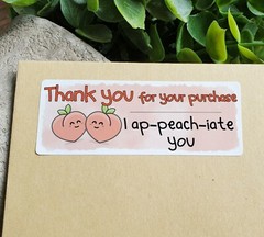 Thank you stickers Peach design. 100ct