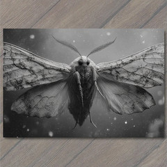 STICKER Moth Monochrome Lunar Flight Dusty Wings Nocturnal Beauty Black White